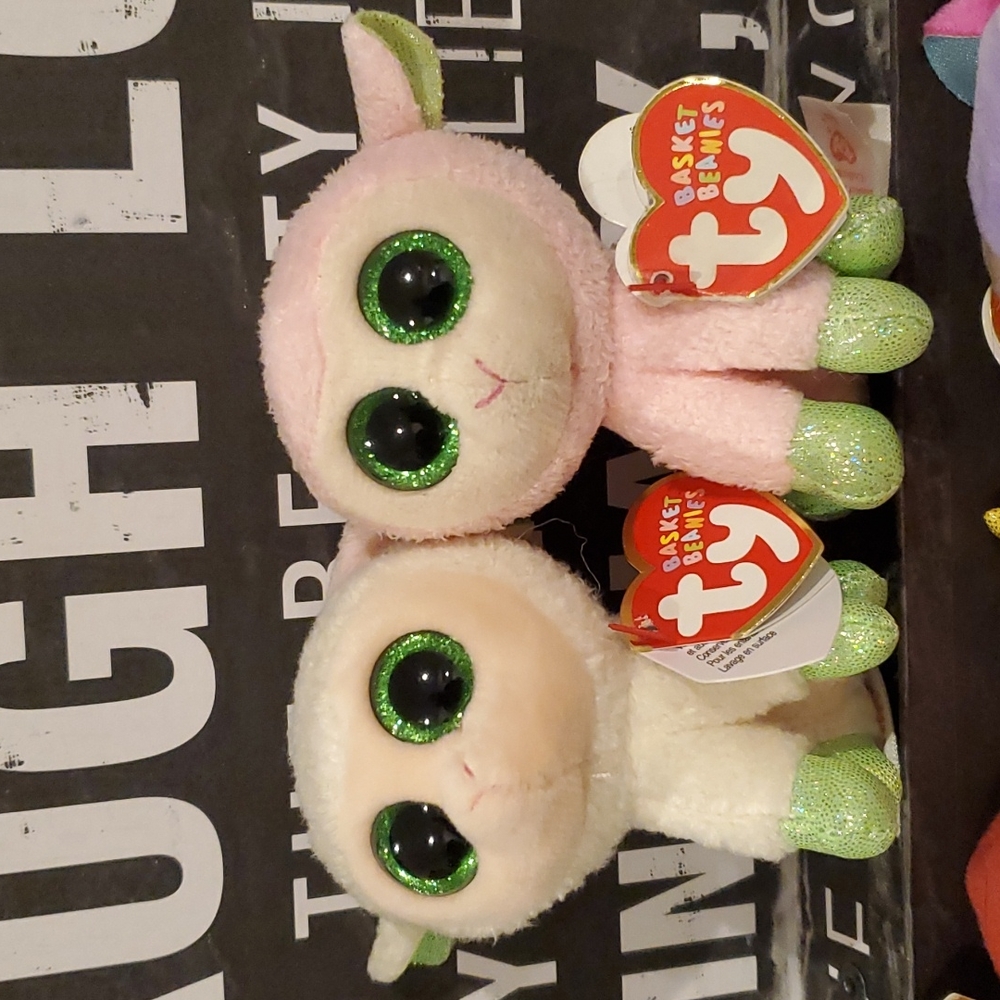 TY Beanie Boos 4" BABS & LOLA Easter Basket Beanies💚💜💚